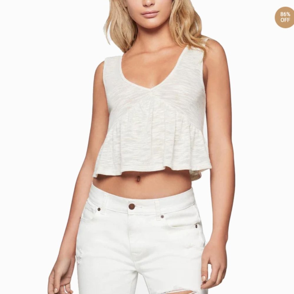 BCBGMAXAZRIA RUFFLED SLEEVELESS TANK TOP, XS